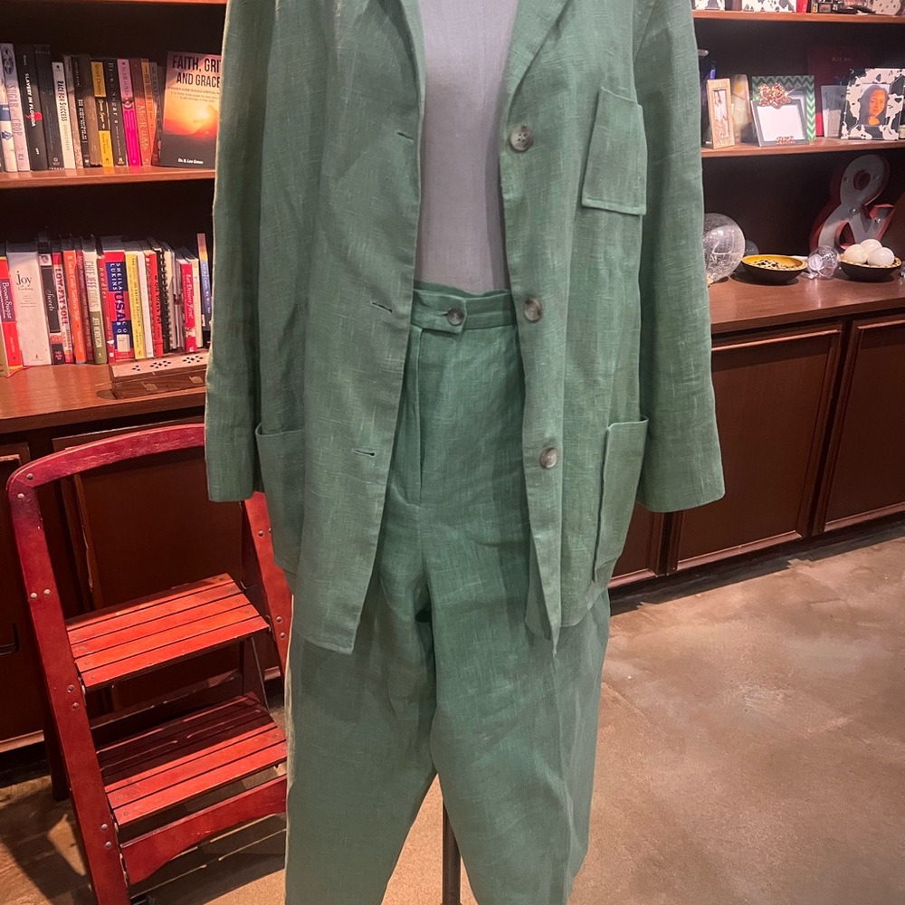 Green Linen Suit Set XXL 18